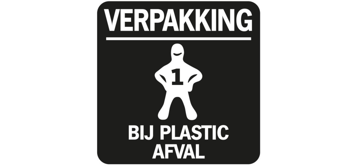 Logo afvalbak voor plastic verpakkingen